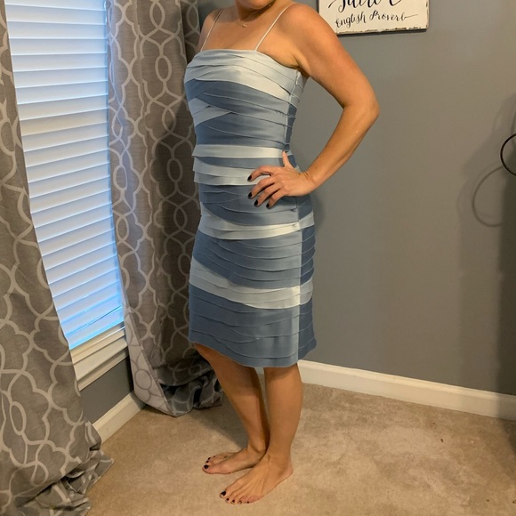 Blue layered bandage cocktail formal dress size 6 - Picture 1 of 8